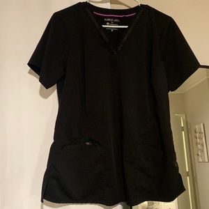 Women’s black scrub top- purple label by healing hands